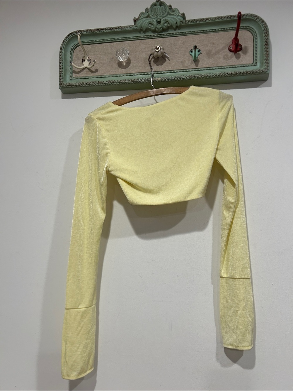 Urban outfitters tiger mist pastel Yellow Cropped Long-Sleeve Top small women’s - Picture 6 of 6